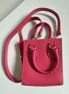 Anna Paola Mini Leather Crossbody Tote Bag in Fuxia Pink